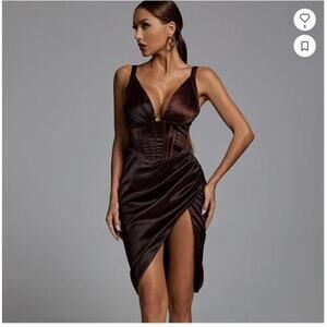 NWT Satin Corset Dress Brown Size M Cocktail Evening Party Romantic DateNight